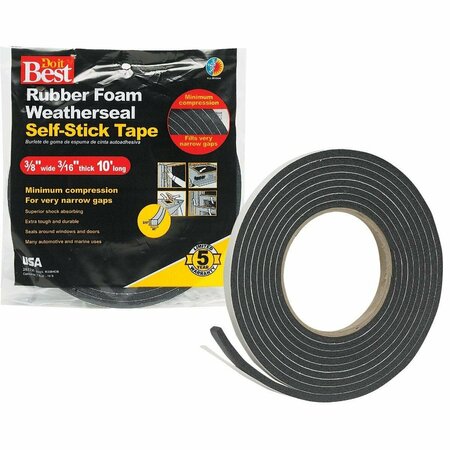 ALL-SOURCE 3/8in. W x 3/16 in. T x 10' L Black Foam Weatherstrip Tape R338HDB